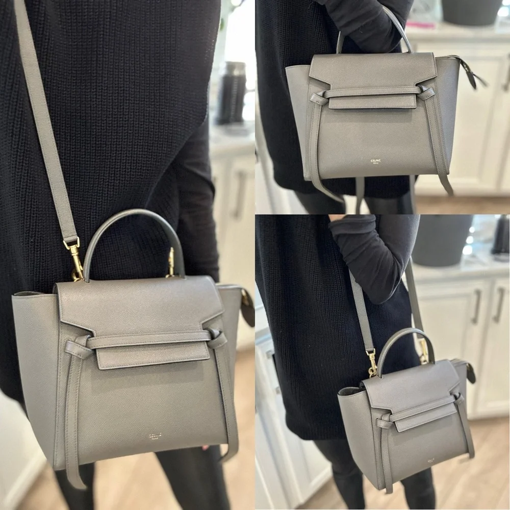 ❤️SOLD❤️ Auth CELINE Micro Grey Belt Bag in Grained Leather 9 x 8 IN - Picture 16 of 16